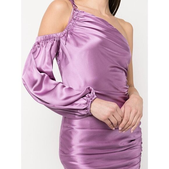 Cinq a Sept Naikta Satin Mini Dress in Violet 14 New Womens Cocktail - Picture 3 of 14